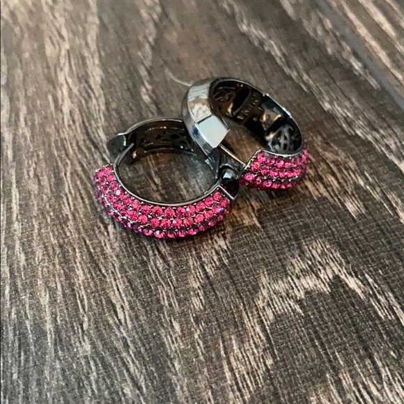 Joan Boyce Crystal Hoop Earrings - Picture 2 of 2